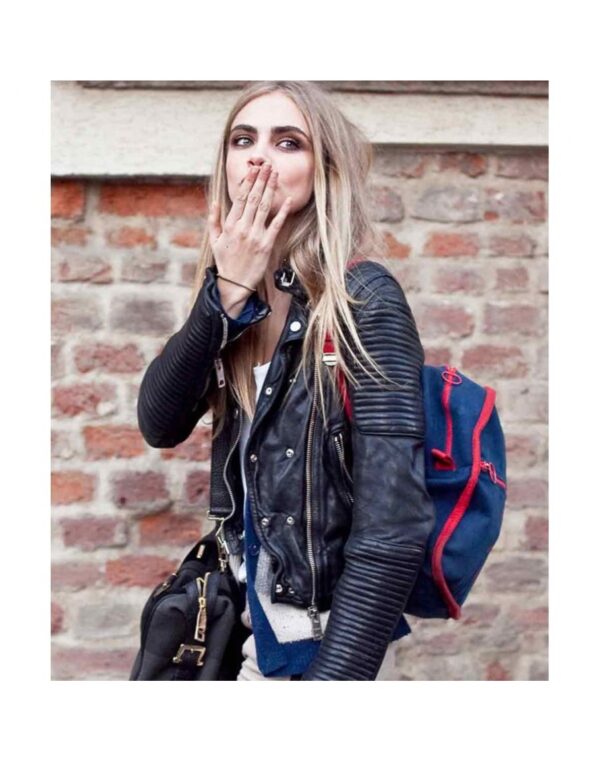 Carley Black Leather Military Jacket - Image 2