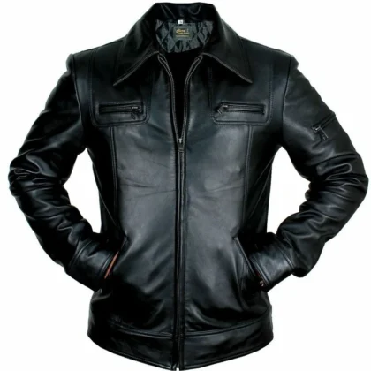 Men’s Slim-Fit Genuine Leather Biker Jacket