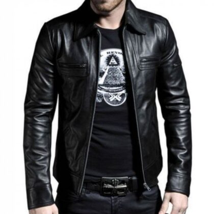 Men’s Slim-Fit Genuine Leather Biker Jacket