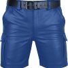 Mens Real Leather Multi Color Cargo Shorts - Image 2