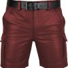 Mens Real Maroon Leather Shorts